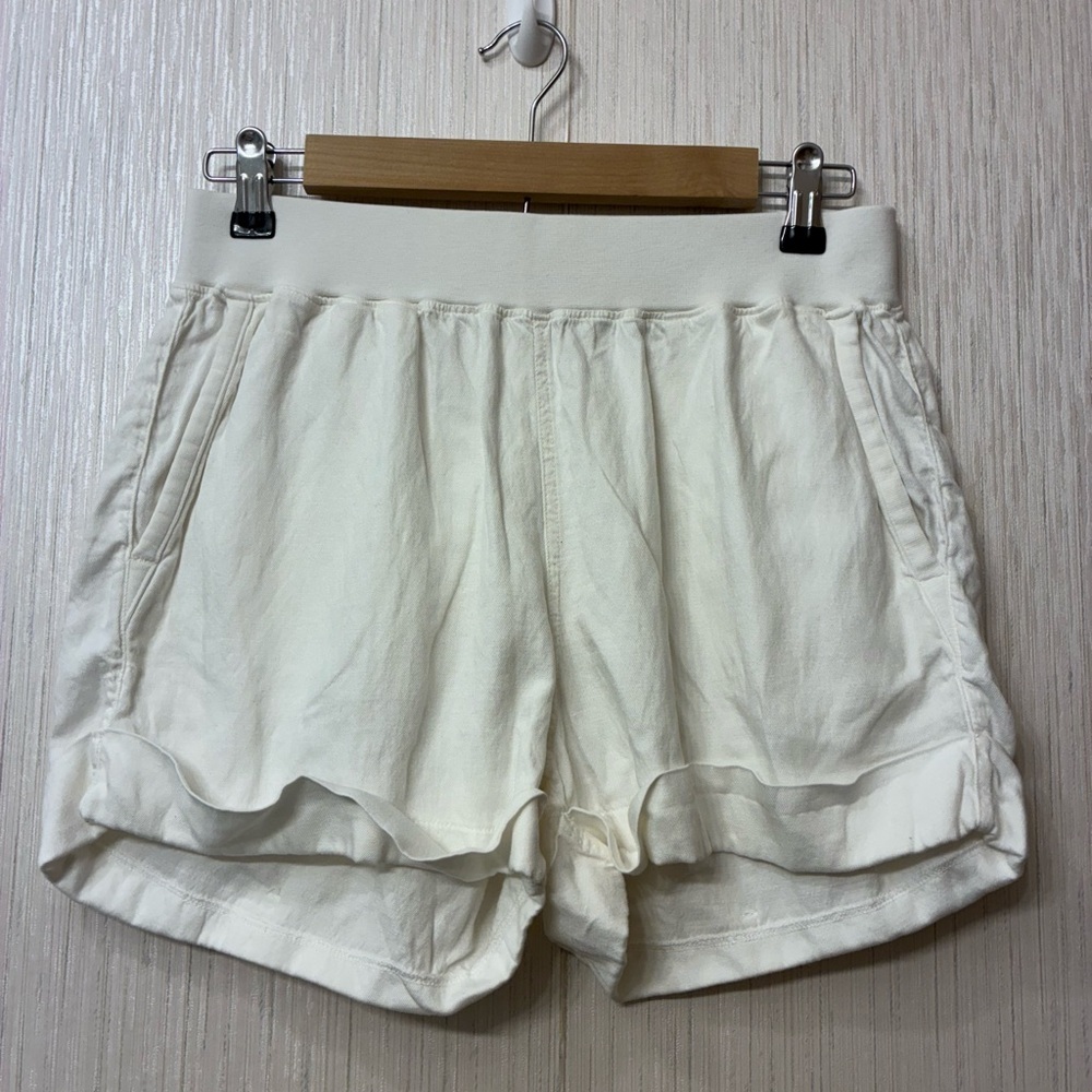 Faherty Coastal Grandmother Linen Blend‎ Shorts Medium White Elastic Waist
